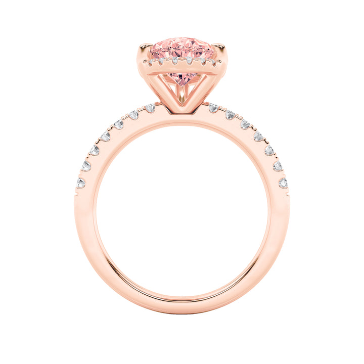 2CTW Pear Shaped Lab Grown Diamond (F/VS) Halo Accented Engagement Ring in 14K Gold