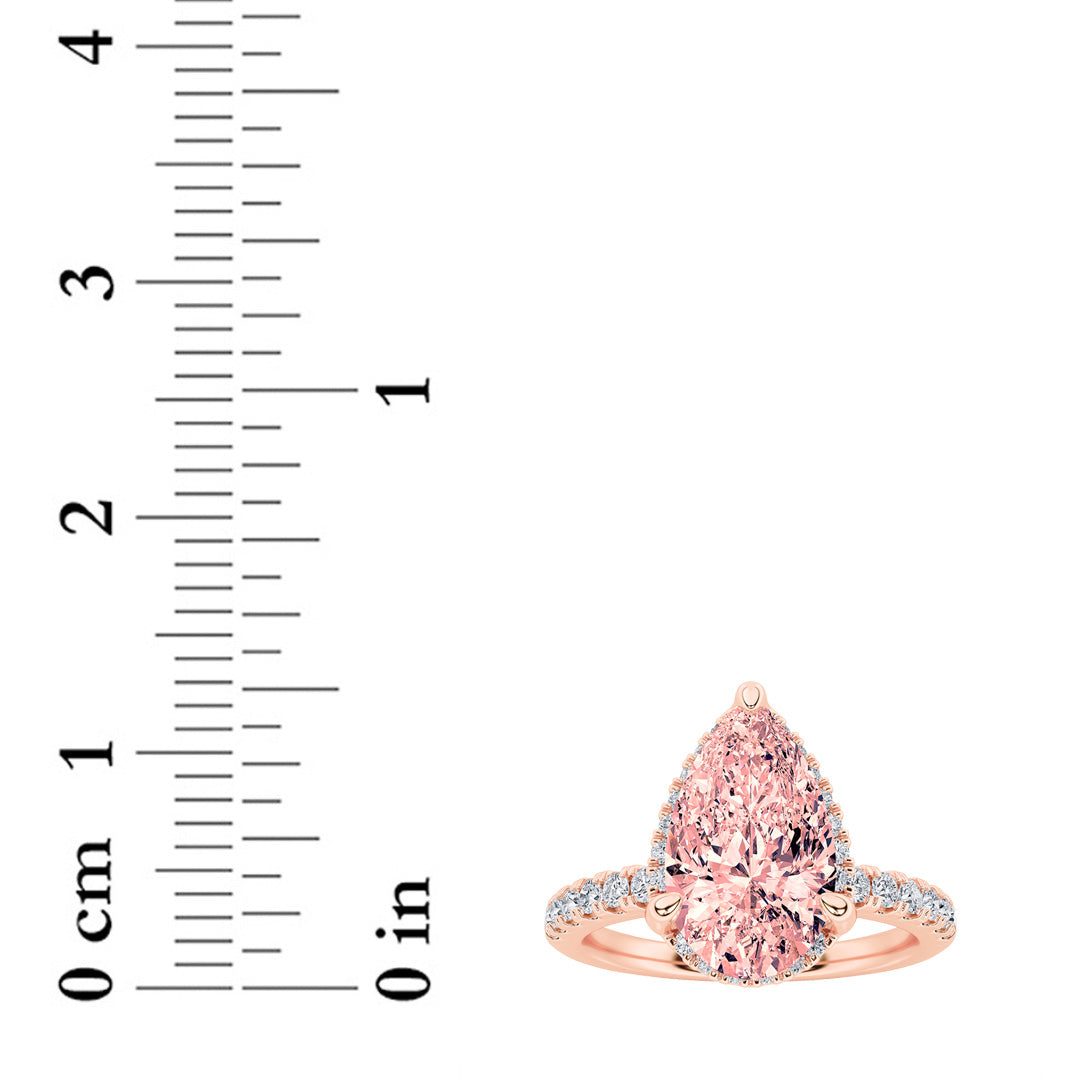 2CTW Pear Shaped Lab Grown Diamond (F/VS) Halo Accented Engagement Ring in 14K Gold