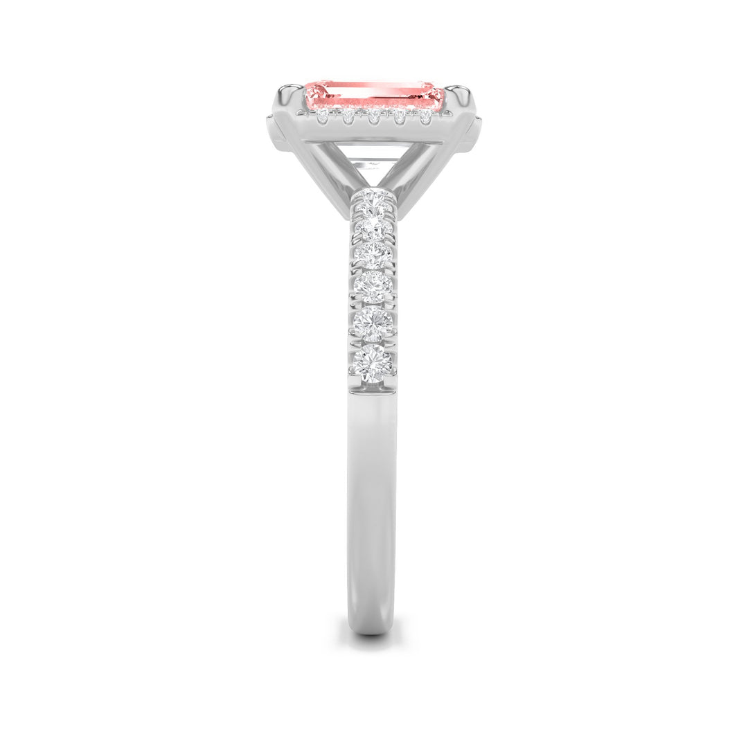 2Cttw Radiant Shaped Lab Grown Diamond (F/VS) Halo Accented Engagement Ring in 14K Gold