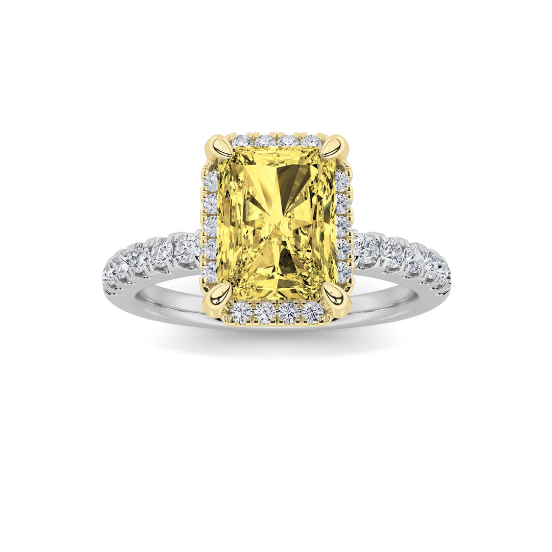 2Cttw Radiant Shaped Lab Grown Diamond (F/VS) Halo Accented Engagement Ring in 14K Gold