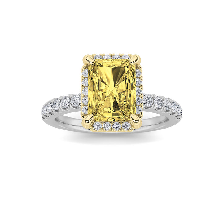 2Cttw Radiant Shaped Lab Grown Diamond (F/VS) Halo Accented Engagement Ring in 14K Gold
