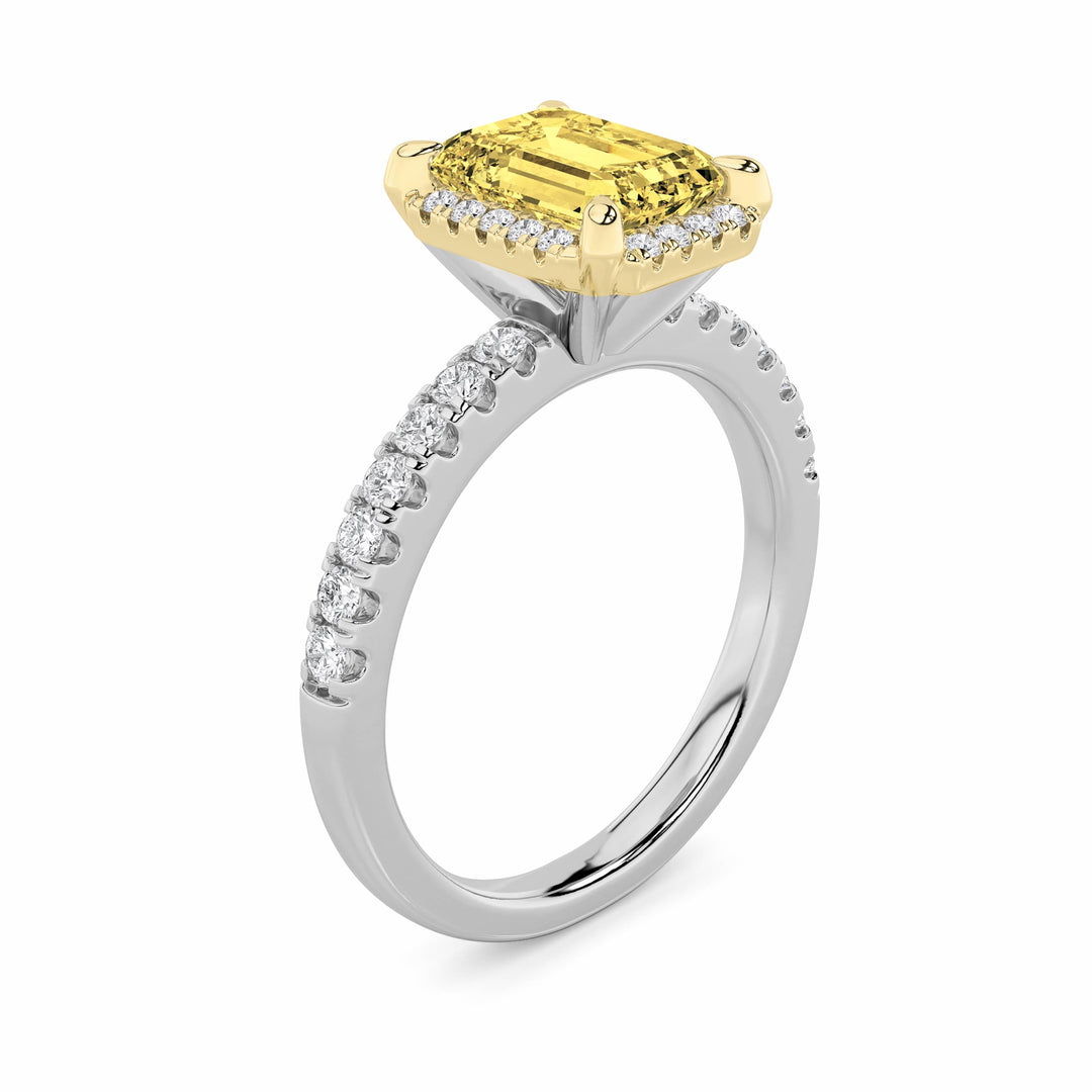 2Cttw Radiant Shaped Lab Grown Diamond (F/VS) Halo Accented Engagement Ring in 14K Gold