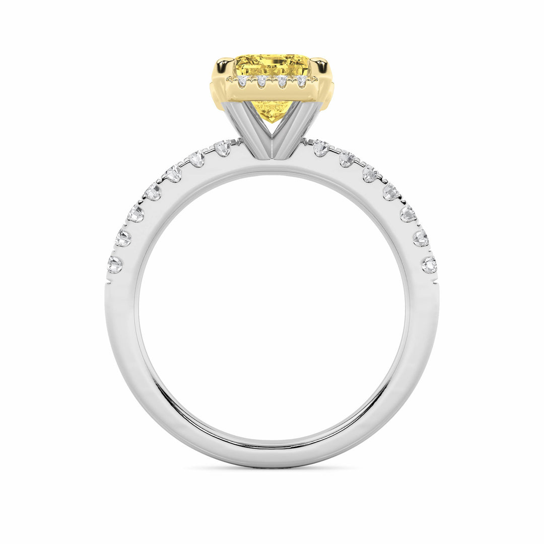 2Cttw Radiant Shaped Lab Grown Diamond (F/VS) Halo Accented Engagement Ring in 14K Gold