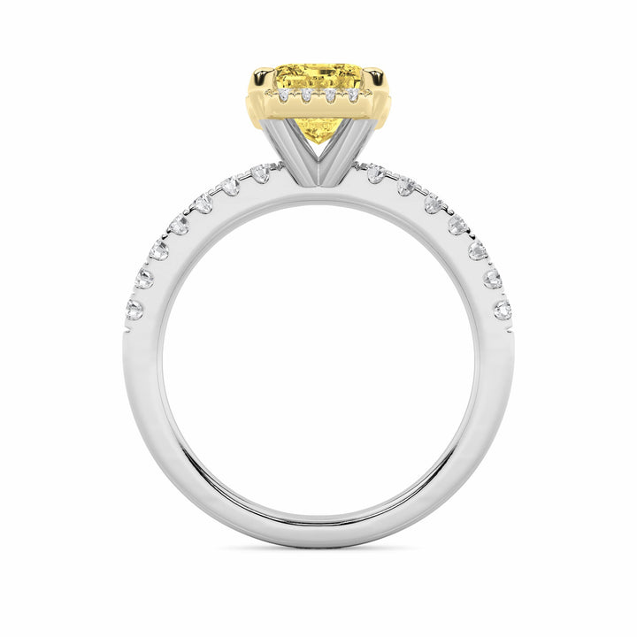 2Cttw Radiant Shaped Lab Grown Diamond (F/VS) Halo Accented Engagement Ring in 14K Gold