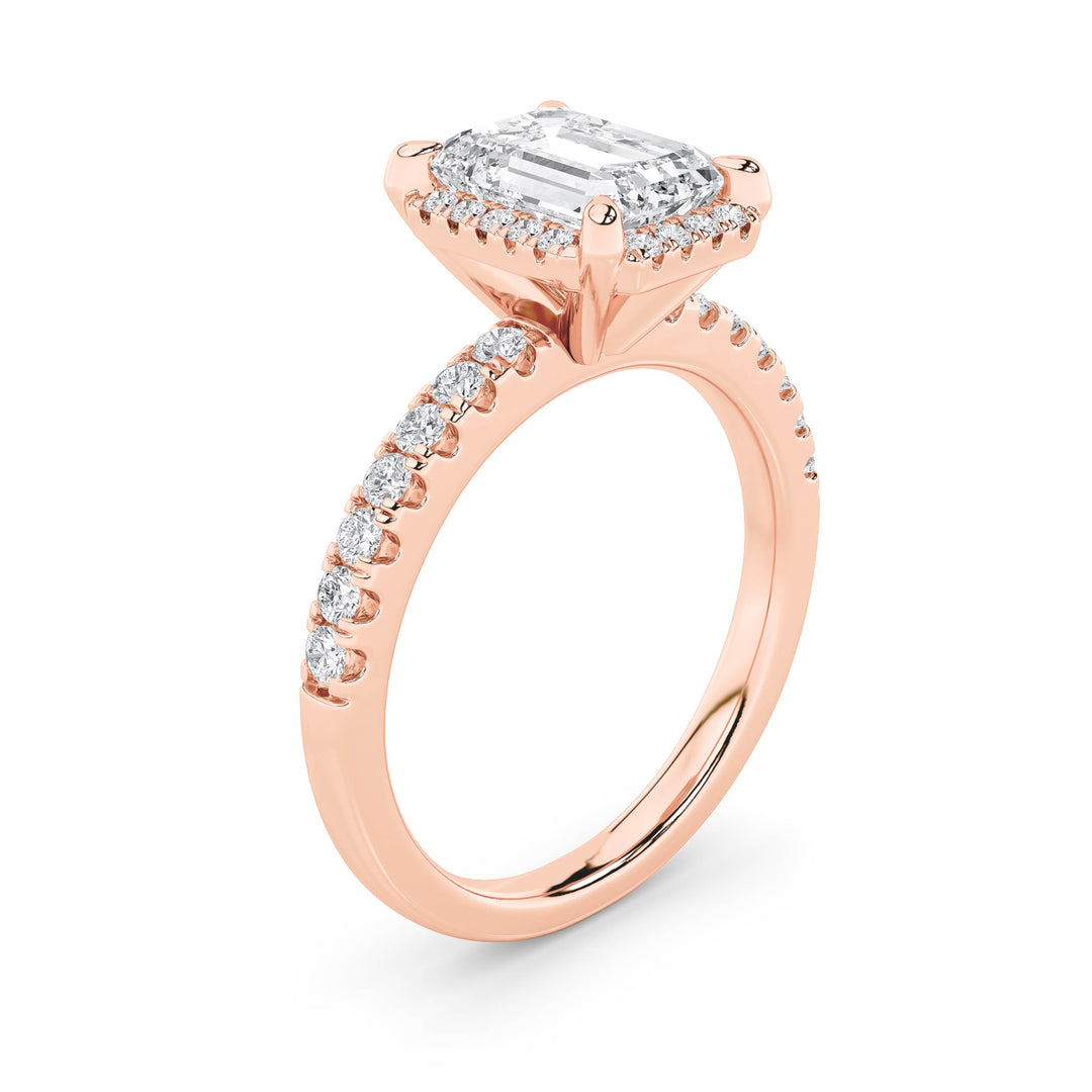 2CTW Radiant Shaped Lab Grown Diamond (F/VS) Halo Accented Engagement Ring in 14K Gold