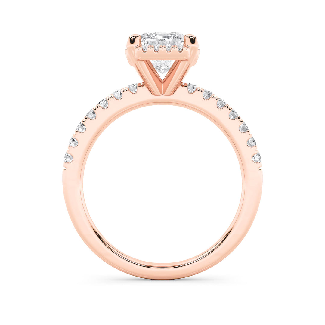 2CTW Radiant Shaped Lab Grown Diamond (F/VS) Halo Accented Engagement Ring in 14K Gold