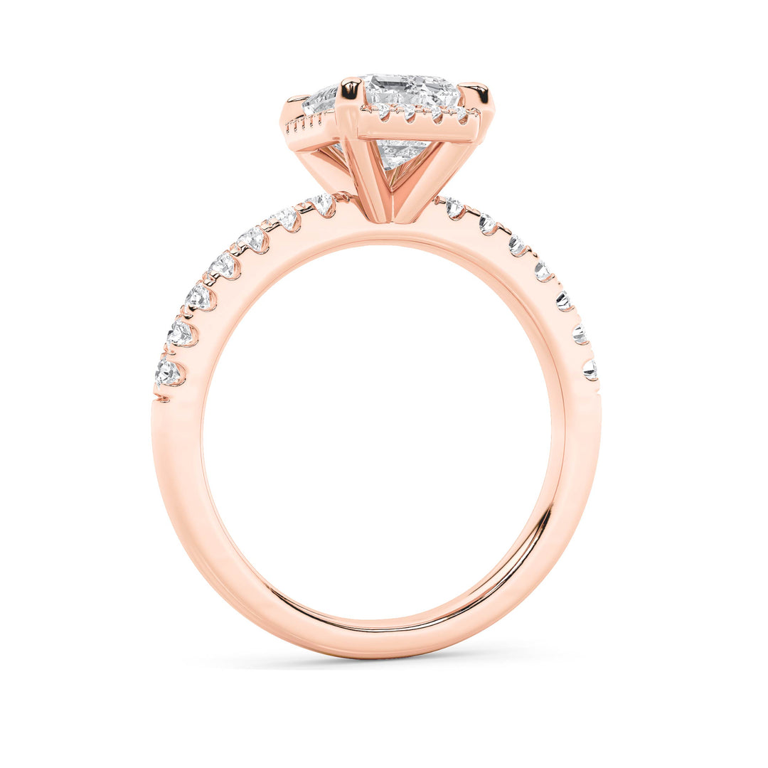 2CTW Radiant Shaped Lab Grown Diamond (F/VS) Halo Accented Engagement Ring in 14K Gold