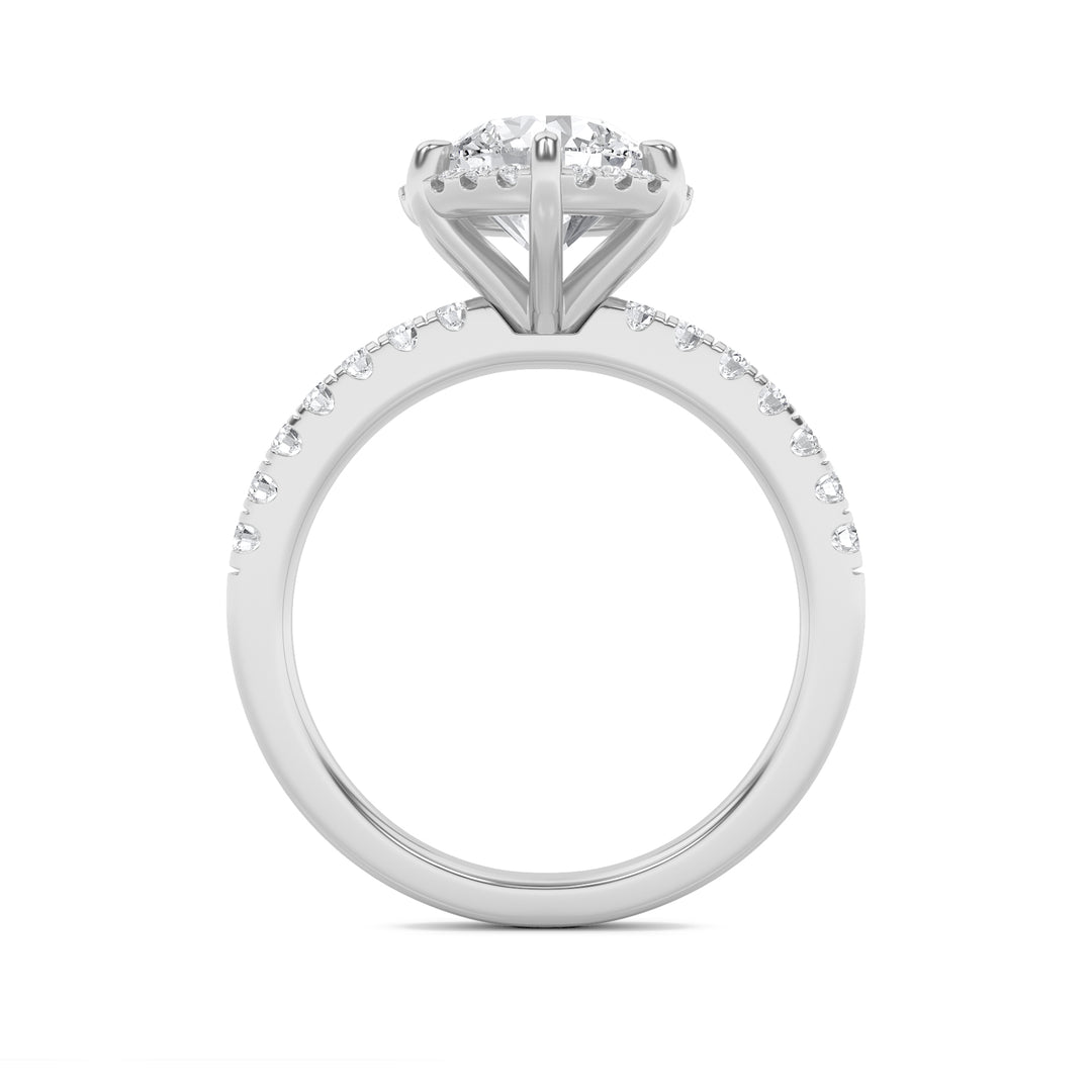 2Cttw Round Shaped Lab Grown Diamond (F/VS) Halo Accented Engagement Ring in 14K Gold