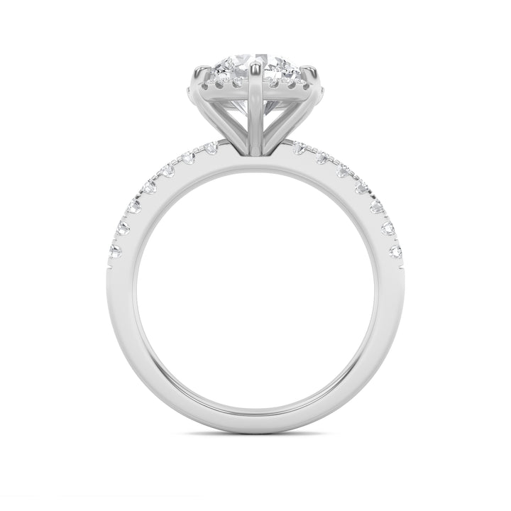 2Cttw Round Shaped Lab Grown Diamond (F/VS) Halo Accented Engagement Ring in 14K Gold