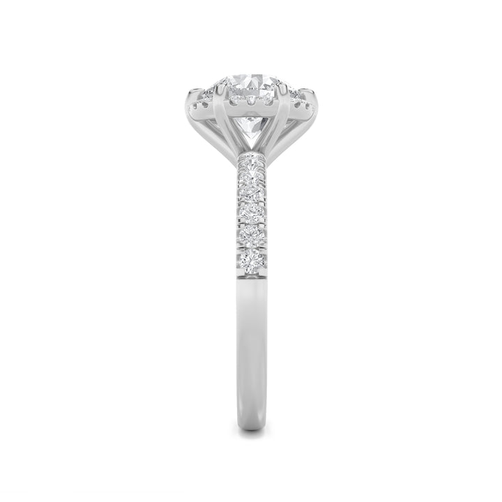2Cttw Round Shaped Lab Grown Diamond (F/VS) Halo Accented Engagement Ring in 14K Gold