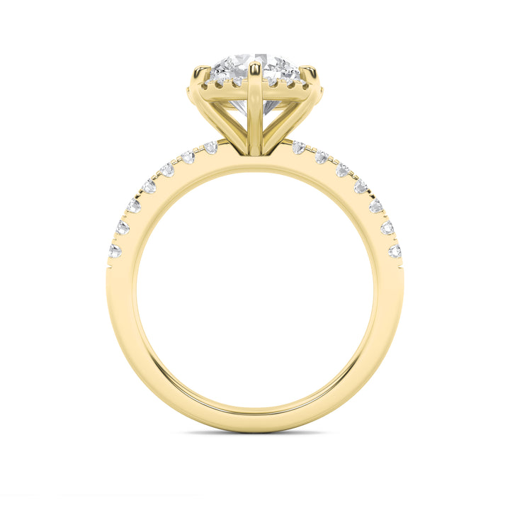 2Cttw Round Shaped Lab Grown Diamond (F/VS) Halo Accented Engagement Ring in 14K Gold
