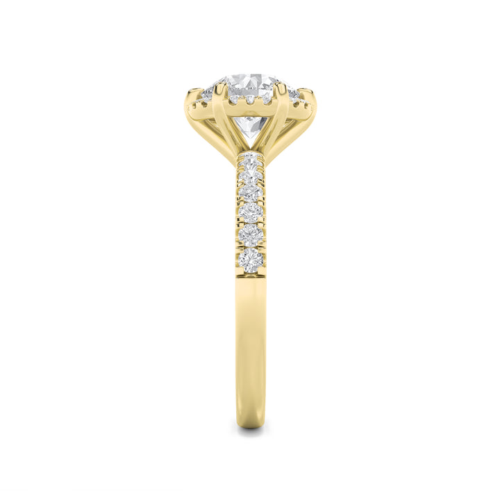 2Cttw Round Shaped Lab Grown Diamond (F/VS) Halo Accented Engagement Ring in 14K Gold
