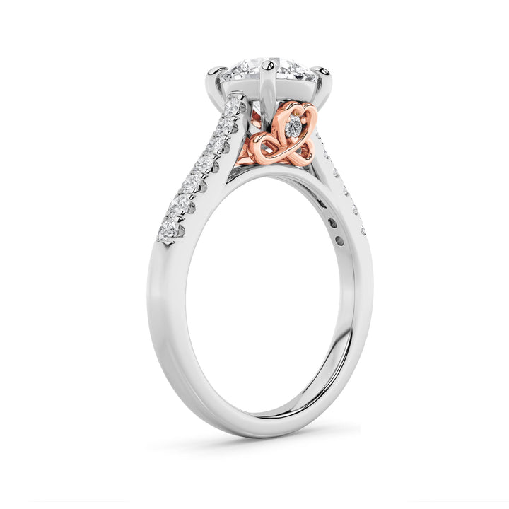 2.5Cttw Round Shaped Lab Grown Diamond (F/VS) Petite Shank Accented Engagement Ring in 14K Gold