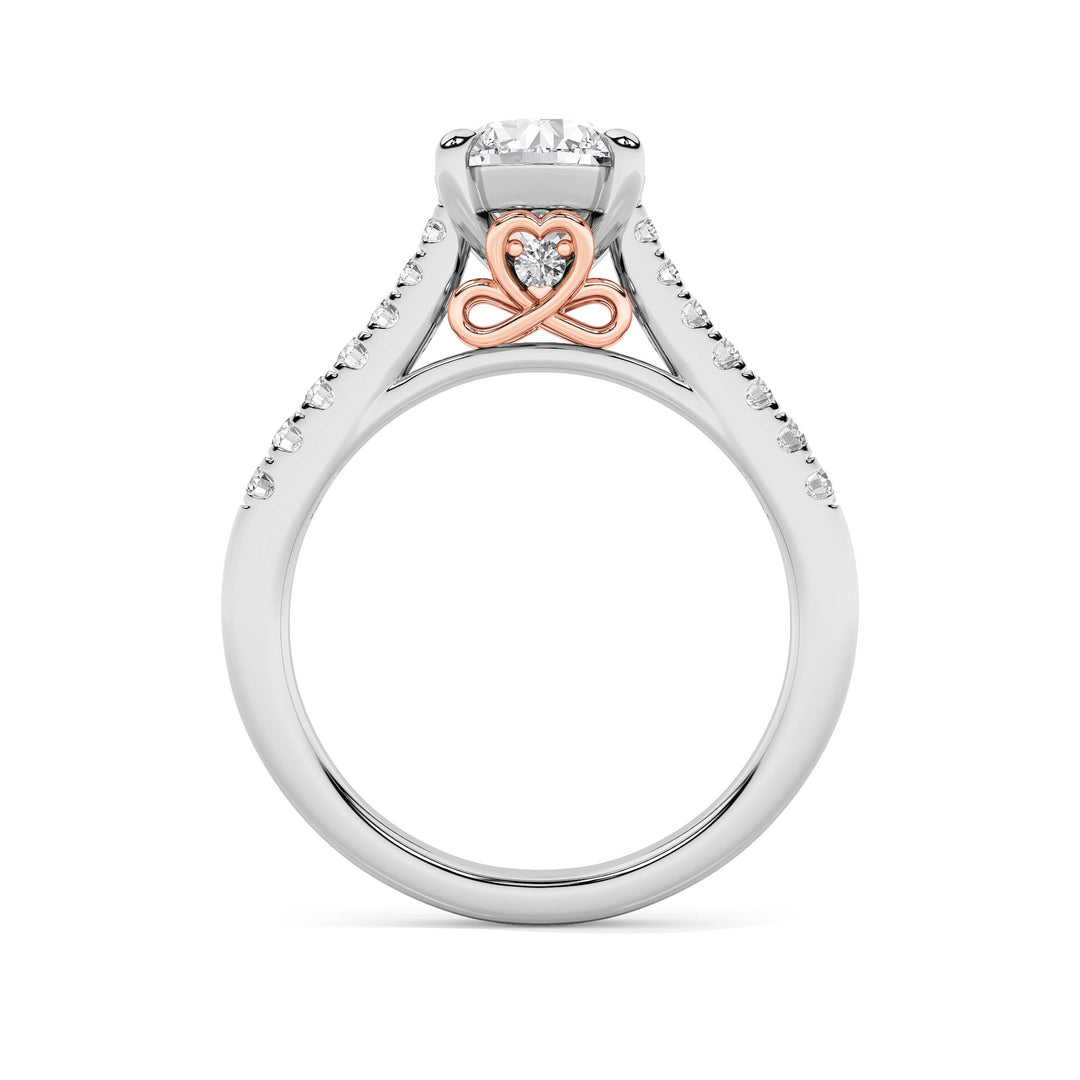 2.5Cttw Round Shaped Lab Grown Diamond (F/VS) Petite Shank Accented Engagement Ring in 14K Gold