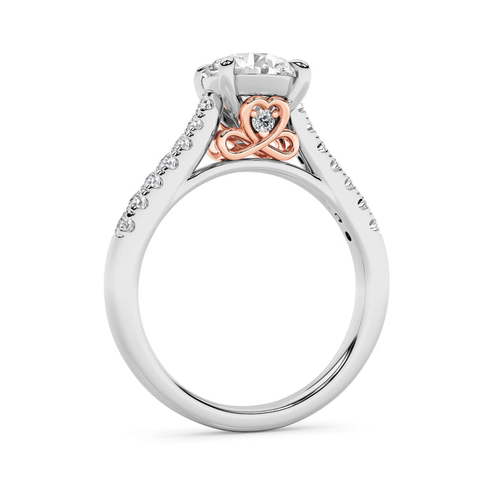 2.5Cttw Round Shaped Lab Grown Diamond (F/VS) Petite Shank Accented Engagement Ring in 14K Gold