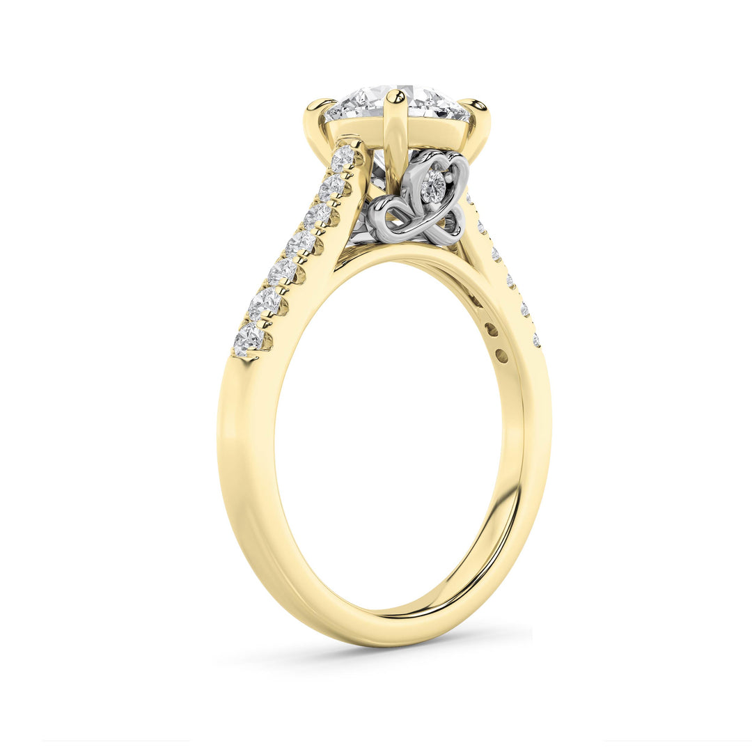 2.5Cttw Round Shaped Lab Grown Diamond (F/VS) Petite Shank Accented Engagement Ring in 14K Gold