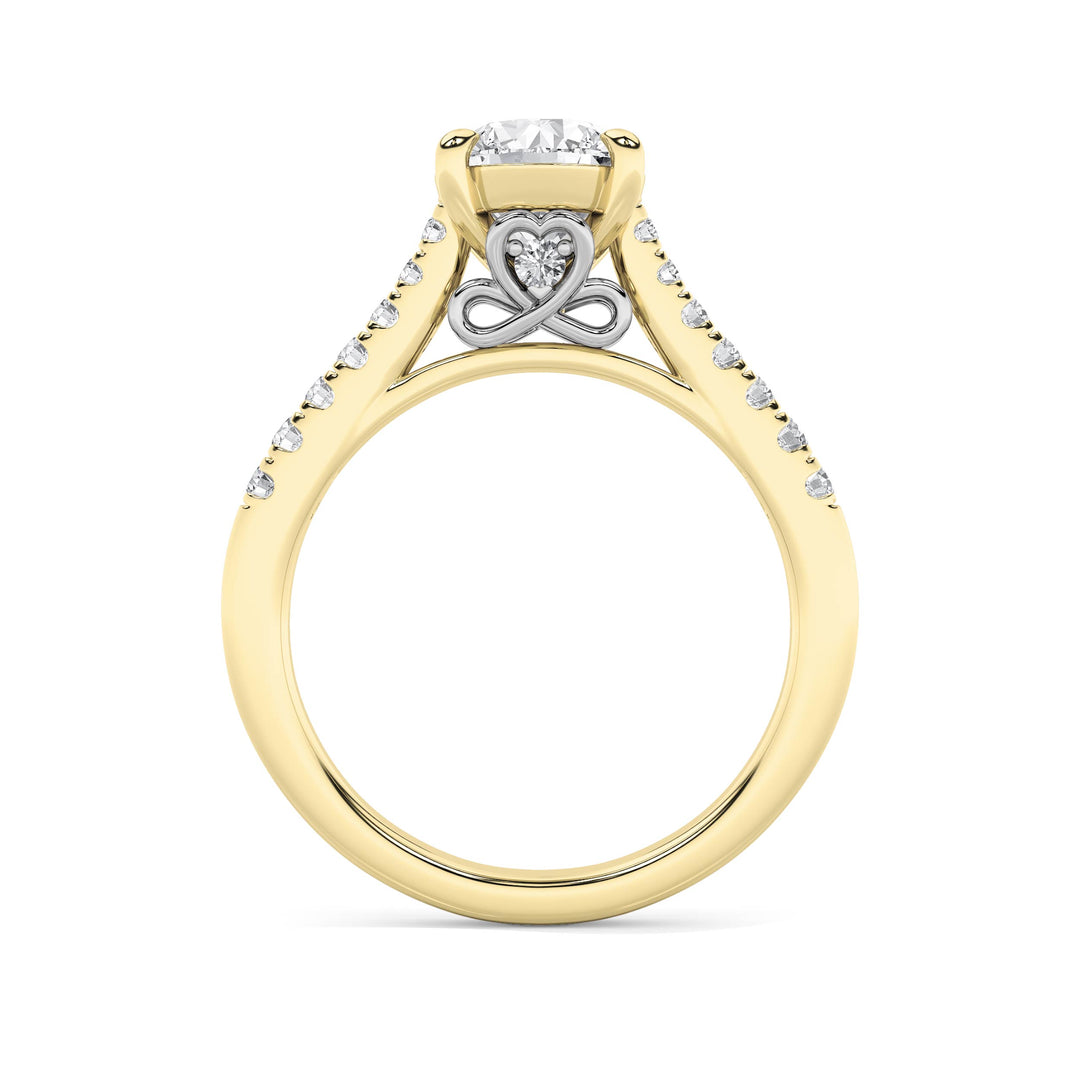 2.5Cttw Round Shaped Lab Grown Diamond (F/VS) Petite Shank Accented Engagement Ring in 14K Gold