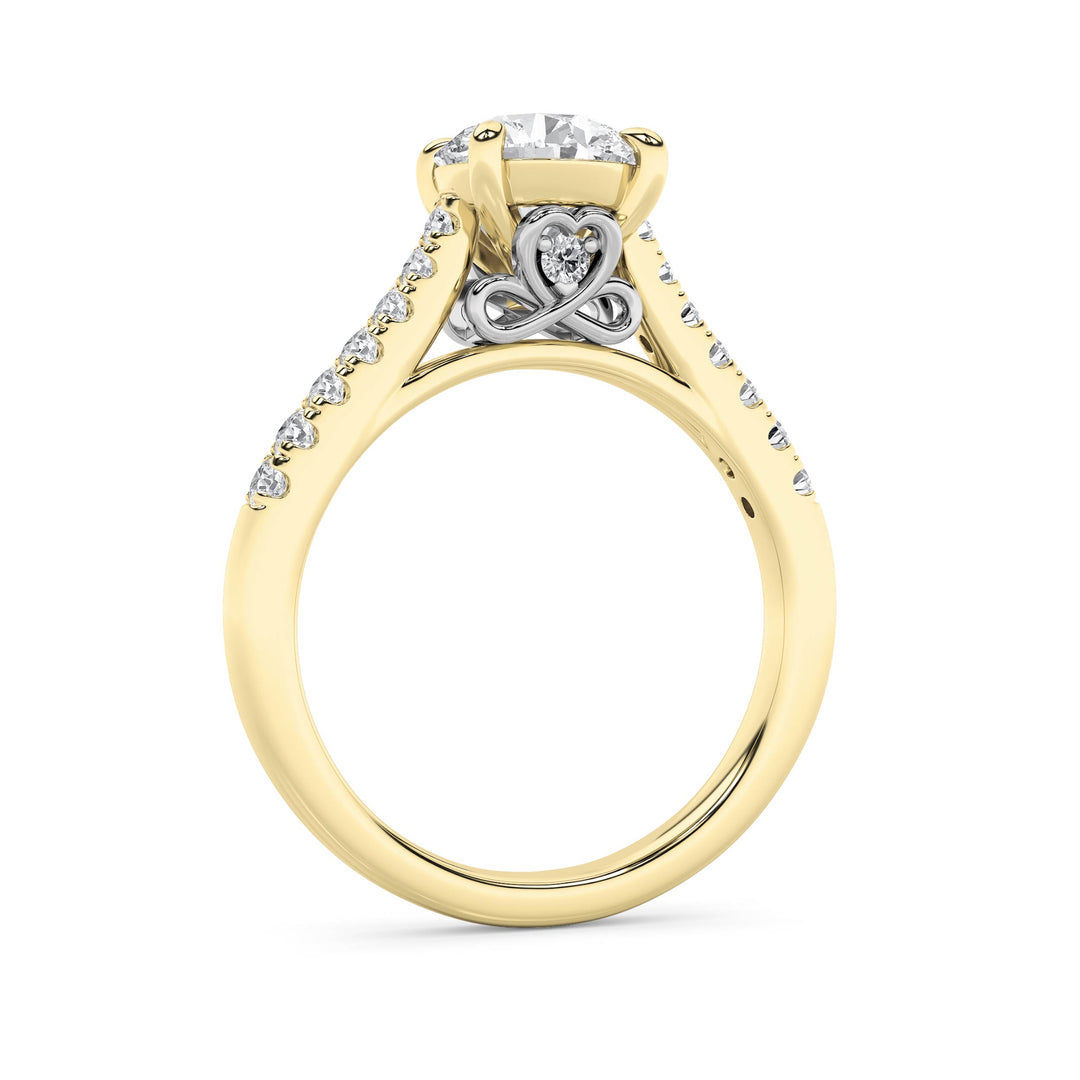 2.5Cttw Round Shaped Lab Grown Diamond (F/VS) Petite Shank Accented Engagement Ring in 14K Gold