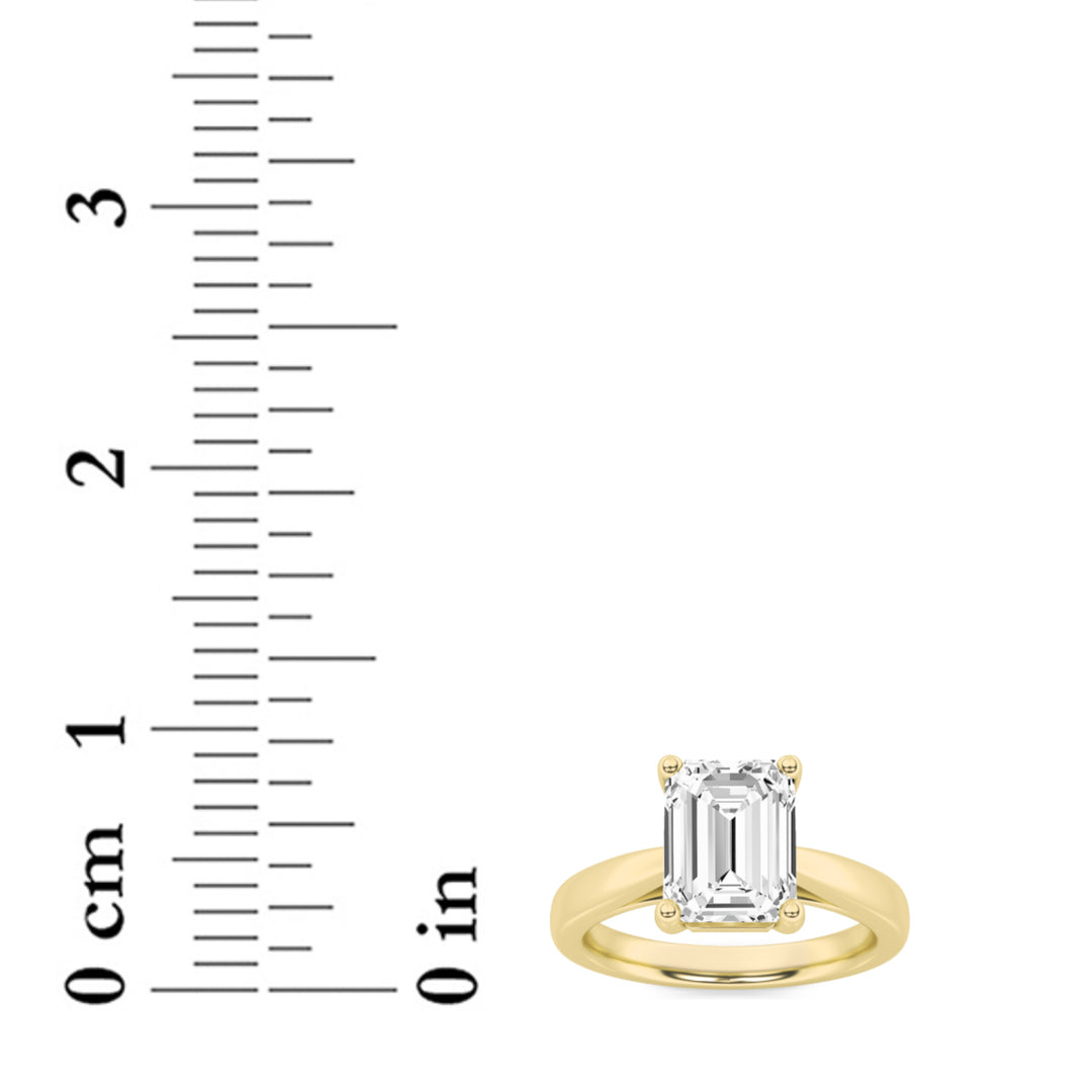 2Cttw Emerald Shaped Lab Grown Diamond (F/VS) Classic Shank Solitaire Engagement Ring in 14K Gold