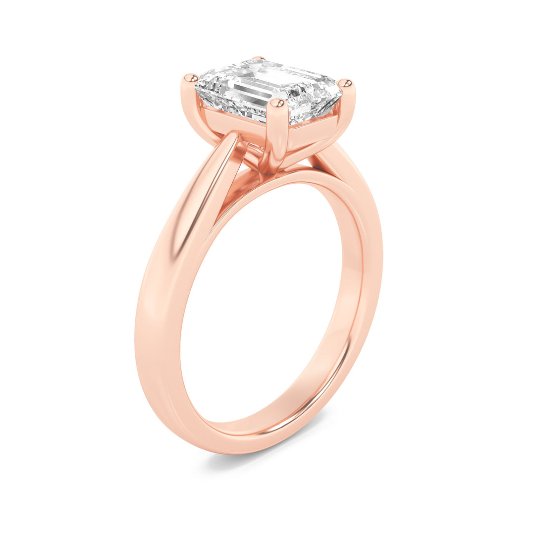 2Cttw Emerald Shaped Lab Grown Diamond (F/VS) Classic Shank Solitaire Engagement Ring in 14K Gold