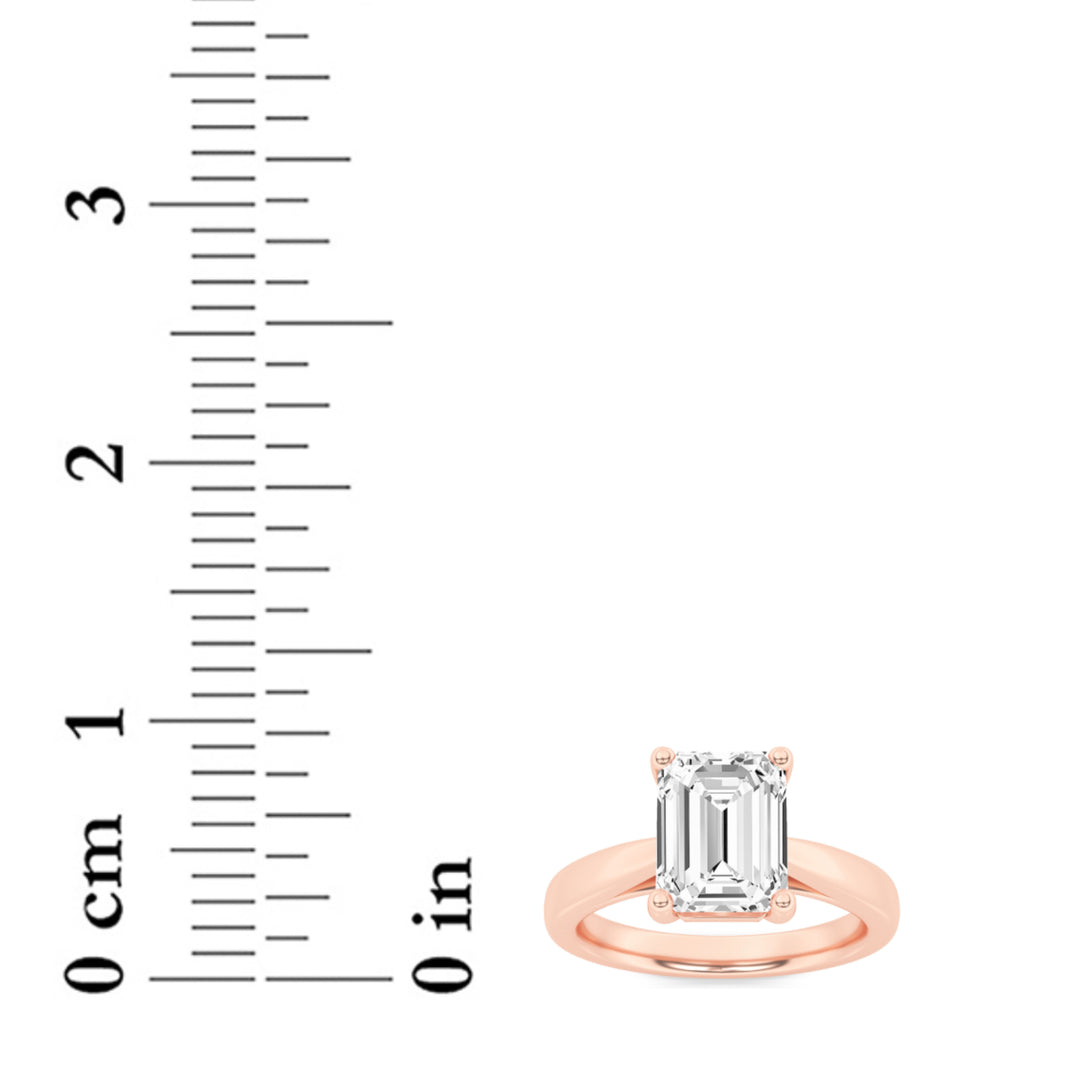 2Cttw Emerald Shaped Lab Grown Diamond (F/VS) Classic Shank Solitaire Engagement Ring in 14K Gold