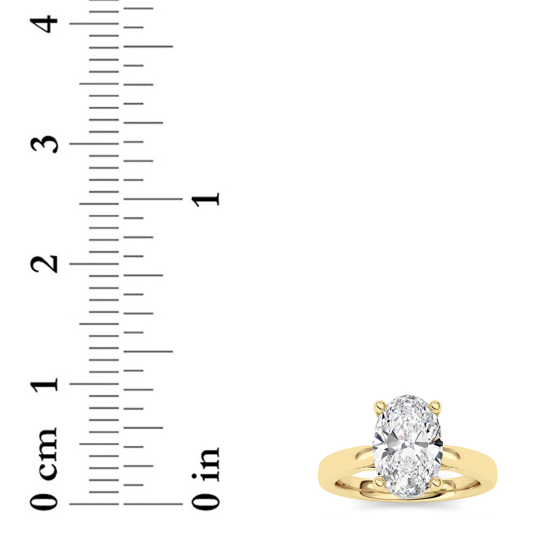 2Cttw Oval Shaped Lab Grown Diamond (F/VS) Classic Shank Solitaire Engagement Ring in 14K Gold