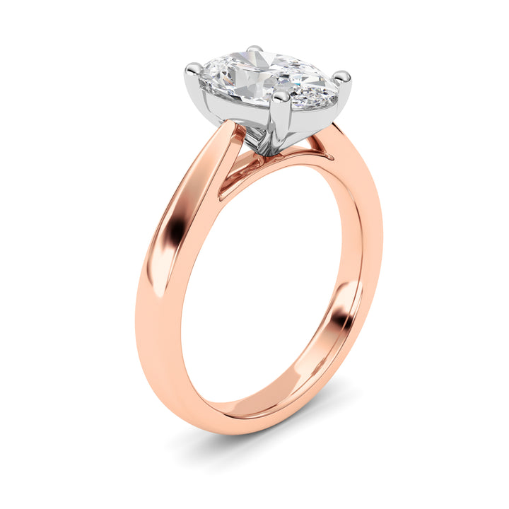 2Cttw Oval Shaped Lab Grown Diamond (F/VS) Classic Shank Solitaire Two Tone Engagement Ring in 14K Gold