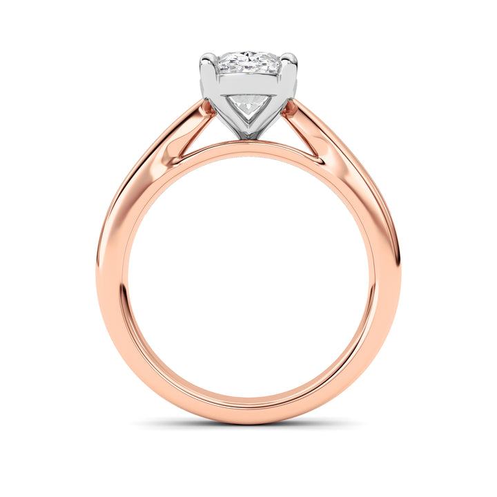 2Cttw Oval Shaped Lab Grown Diamond (F/VS) Classic Shank Solitaire Two Tone Engagement Ring in 14K Gold
