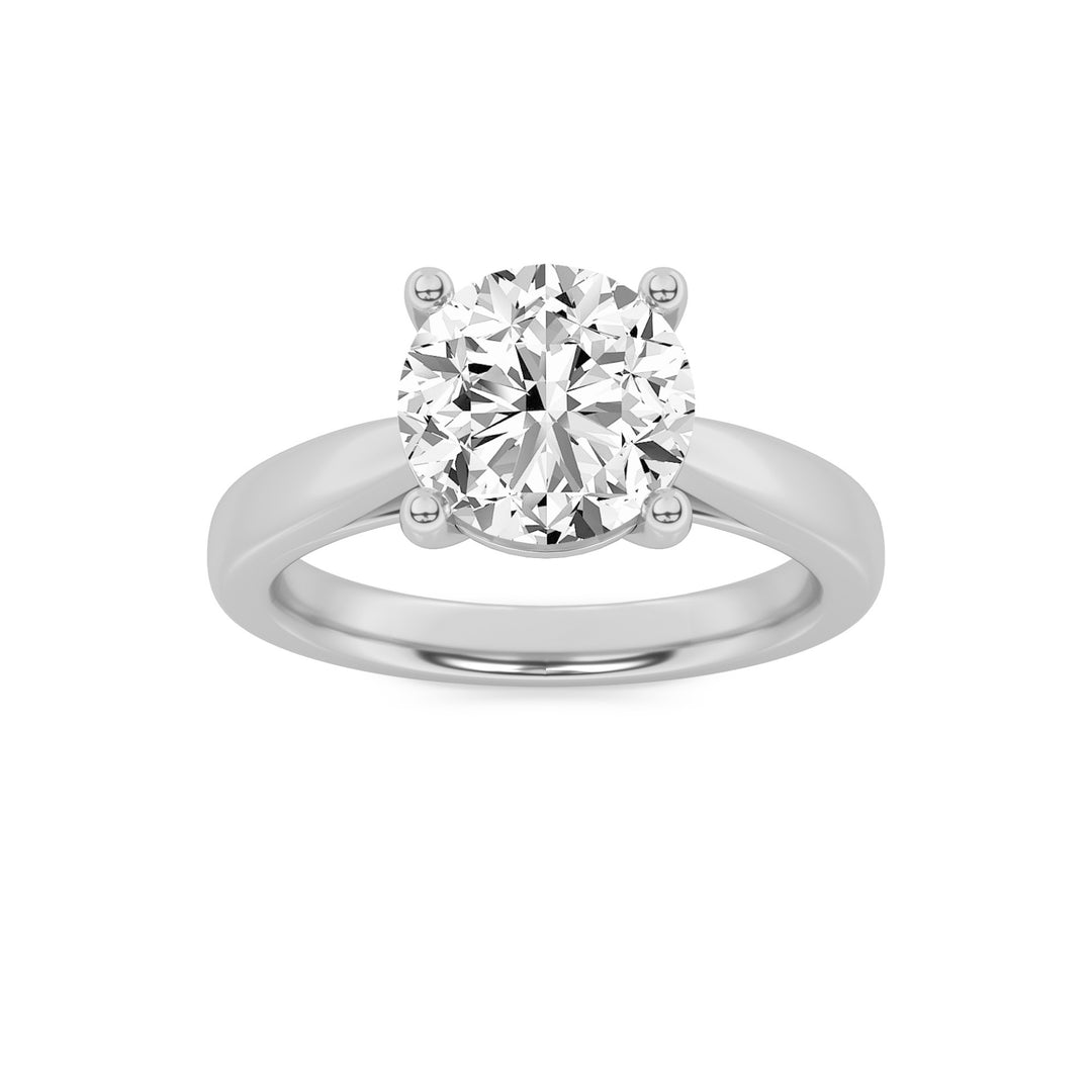 3Cttw Round Shaped Lab Grown Diamond (F/VS) Classic Shank Solitaire Engagement Ring in 14K Gold