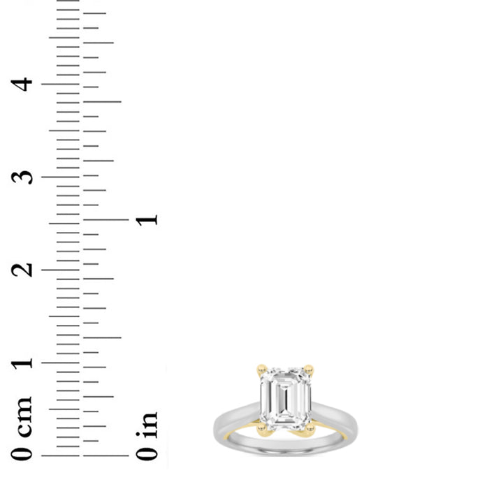 2.5Cttw Elongated Cushion Shaped Lab Grown Diamond (F/VS) Two Tone Cathedral Shank Engagement Ring in 14K Gold