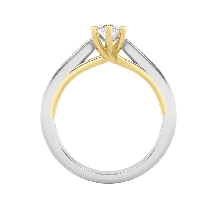 1CTW Marquise Shaped Lab Grown Diamond (F/VS) Two Tone Six Prong Engagement Ring in 14K Gold