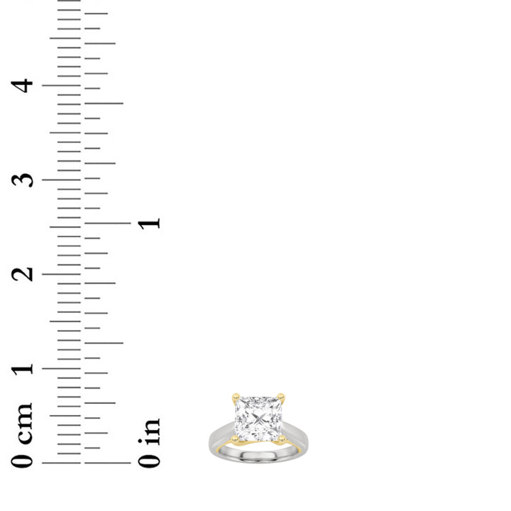1CTW Princess Shaped Lab Grown Diamond (F/VS) Two Tone Cathedral Shank Engagement Ring in 14K Gold