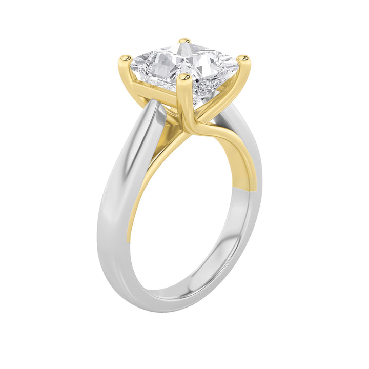 2Cttw Princess Shaped Lab Grown Diamond (G/VS) Two Tone Cathedral Shank Engagement Ring in 14K Gold