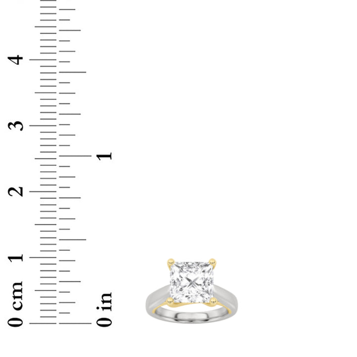 2Cttw Princess Shaped Lab Grown Diamond (G/VS) Two Tone Cathedral Shank Engagement Ring in 14K Gold