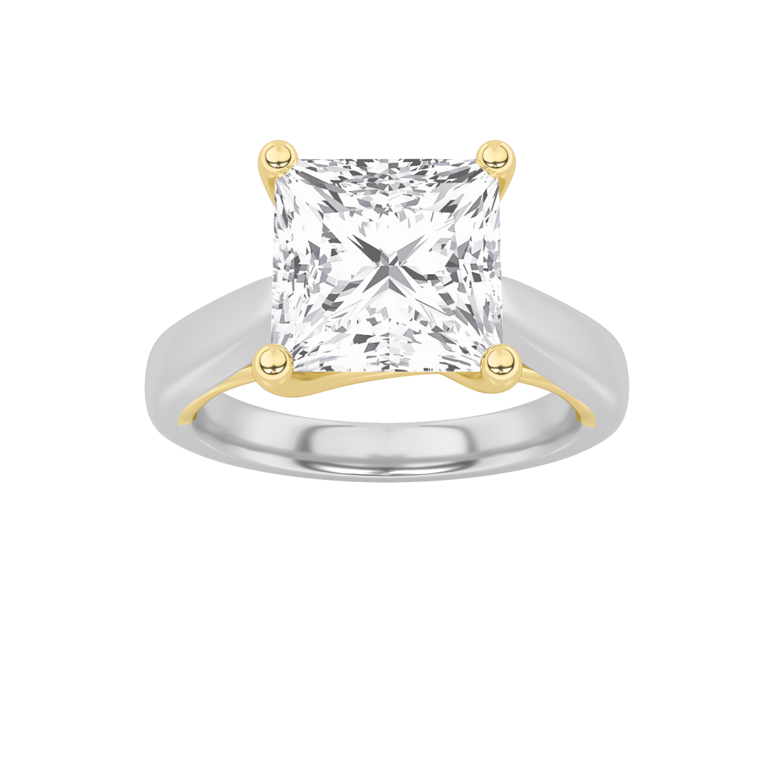 14K WY 3ct Lab Diamond Solitaire Engagement Ring
