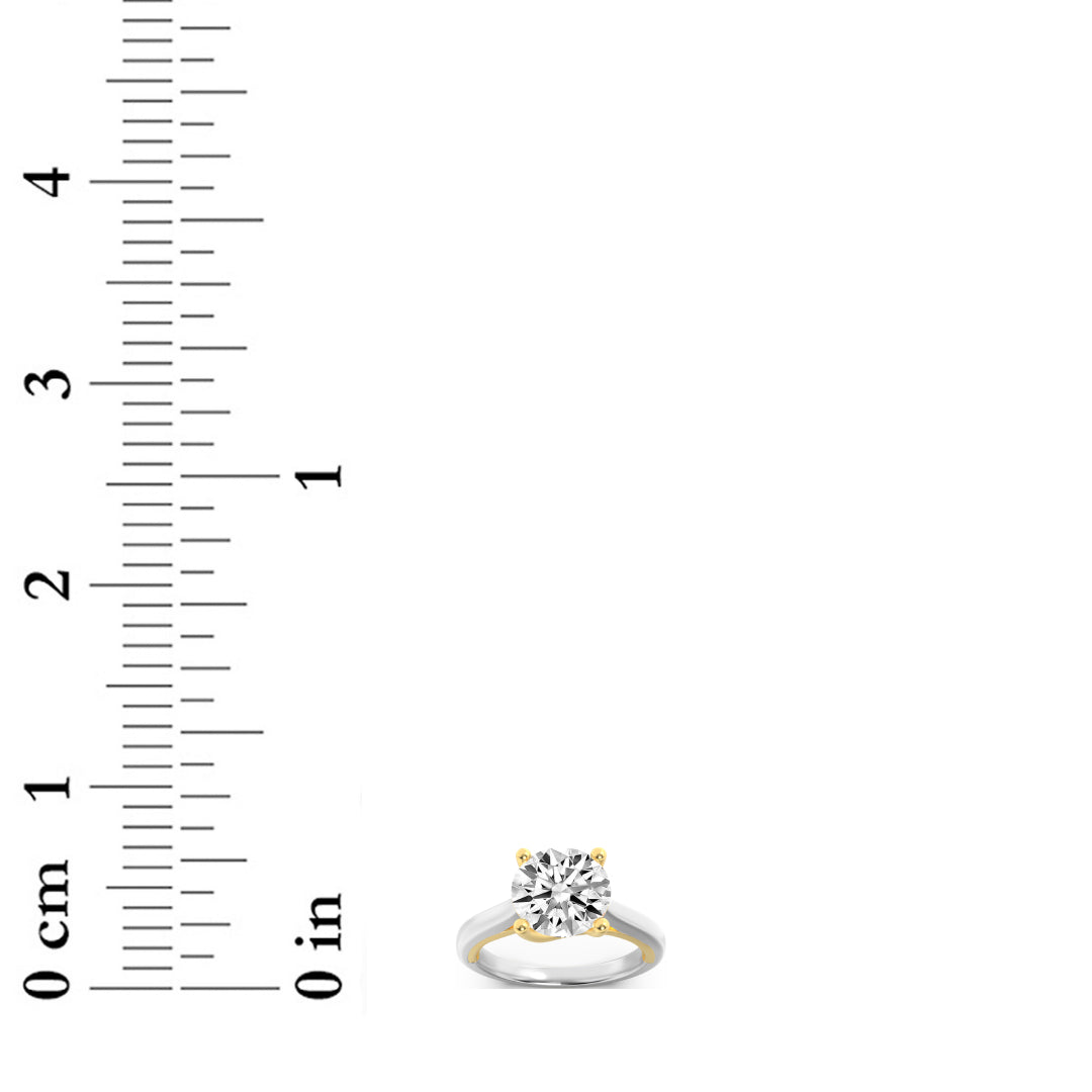 1.5Cttw Round Shaped Lab Grown Diamond (F/VS) TwoTone Cathedral Shank Engagement Ring in 14K Gold