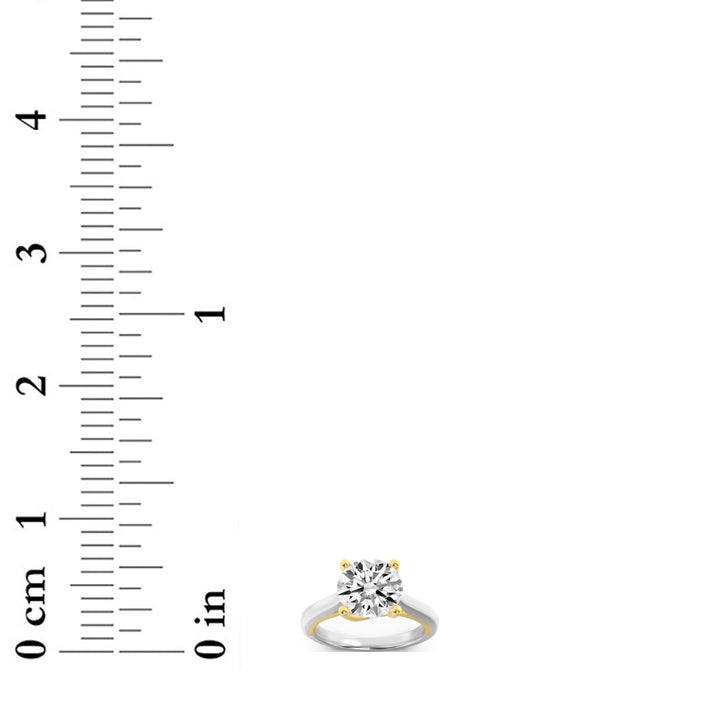 1.5Cttw Round Shaped Lab Grown Diamond (F/VS) TwoTone Cathedral Shank Engagement Ring in 14K Gold