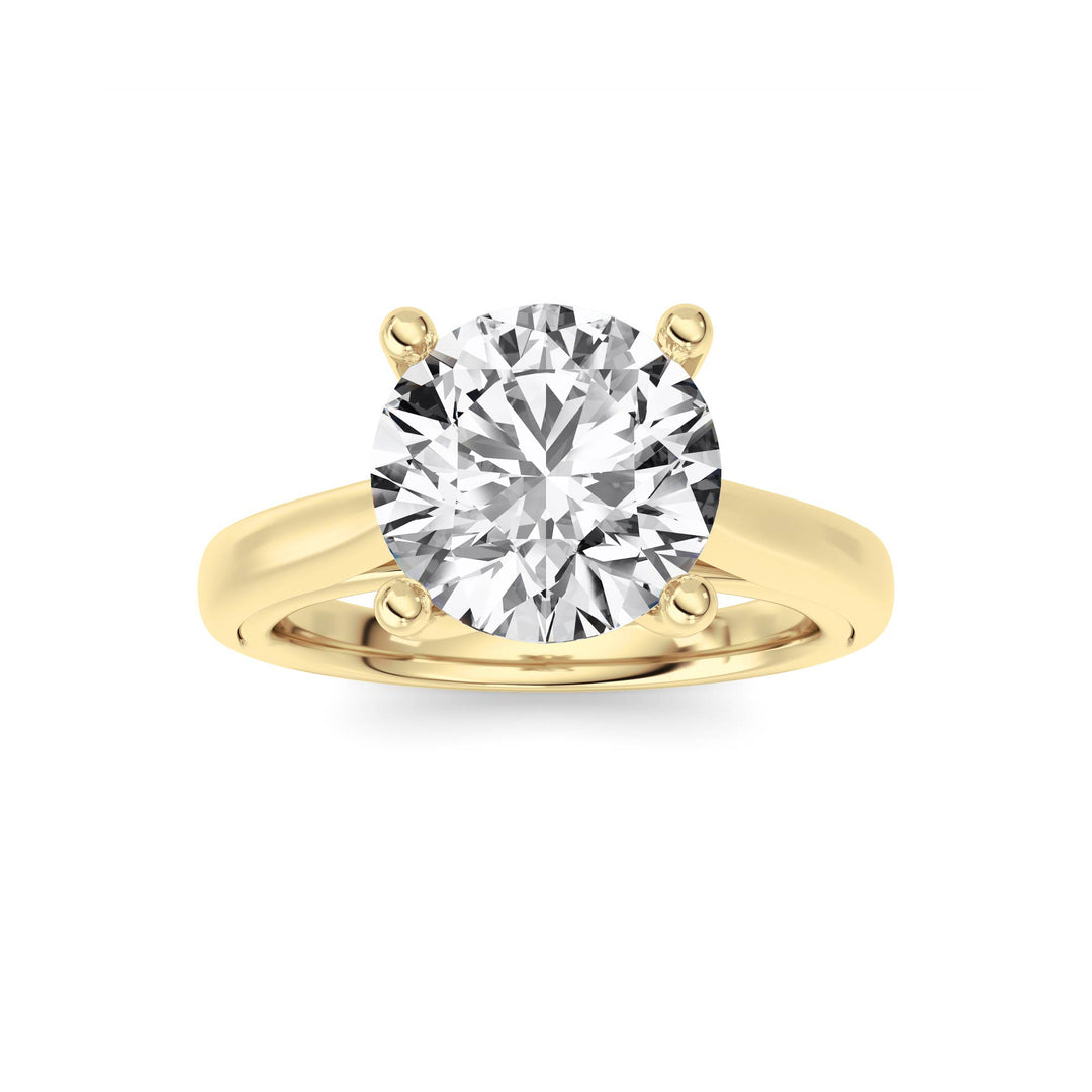 2Cttw Round Shaped Lab Grown Diamond (F/VS) Cathedral Shank Engagement Ring in 14K Yellow Gold
