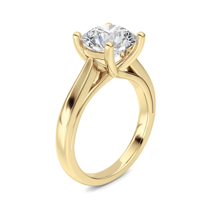 2Cttw Round Shaped Lab Grown Diamond (F/VS) Cathedral Shank Engagement Ring in 14K Yellow Gold