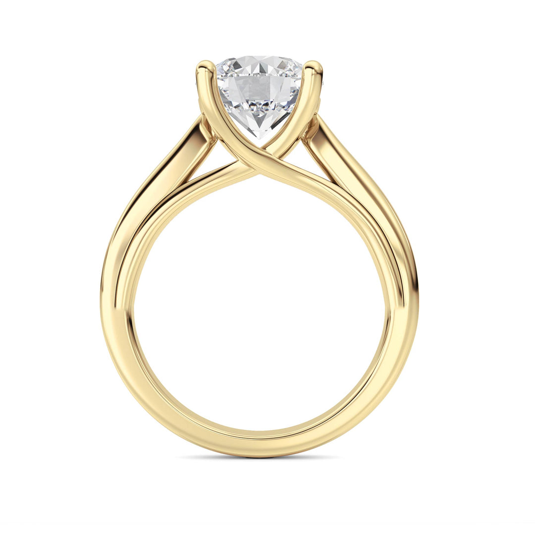 2Cttw Round Shaped Lab Grown Diamond (F/VS) Cathedral Shank Engagement Ring in 14K Yellow Gold
