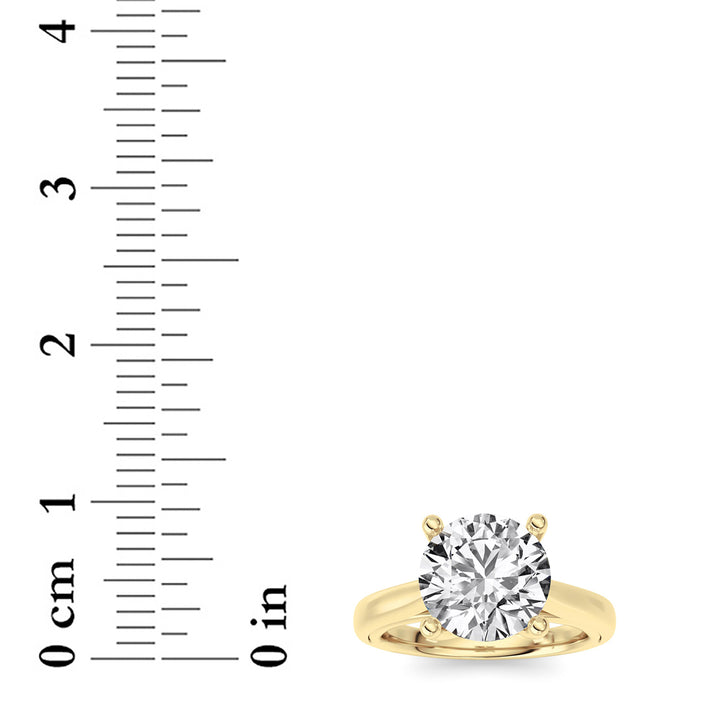 2Cttw Round Shaped Lab Grown Diamond (F/VS) Cathedral Shank Engagement Ring in 14K Yellow Gold