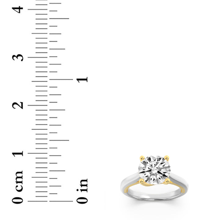 2.5Cttw Round Shaped Lab Grown Diamond (G/VS) TwoTone Cathedral Shank Engagement Ring in 14K Gold