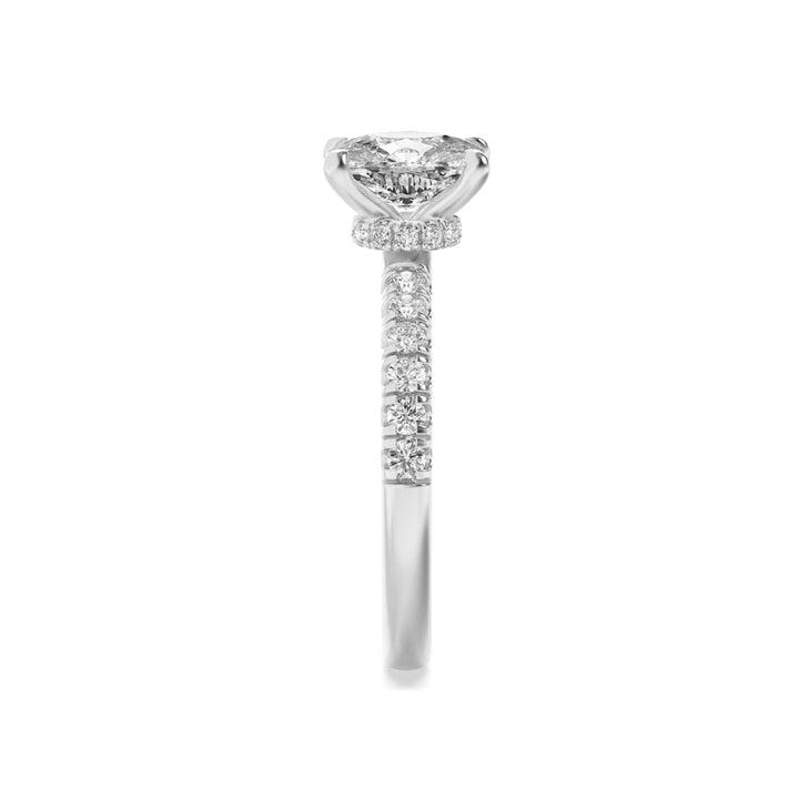 2CTW Elongated Cushion Shaped Lab Grown Diamond (F/VS) Hidden Halo Accented Ring in 14K Gold