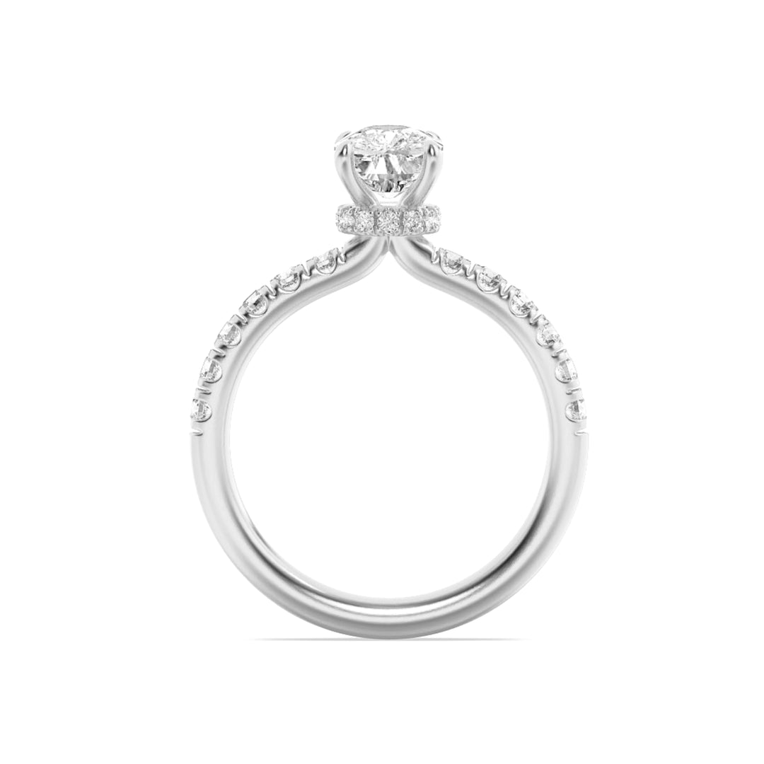2Cttw Elongated Cushion Shaped Lab Grown Diamond (F/VVS) Hidden Halo Accented Ring in 14K Gold