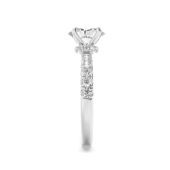 2CTW Oval Shaped Lab Grown Diamond (G/VS) Hidden Halo Accented Ring in 14K Gold