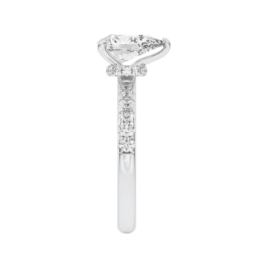 2CTW Pear Shaped Lab Grown Diamond (F/VS) Hidden Halo Accented Ring in 14K Gold