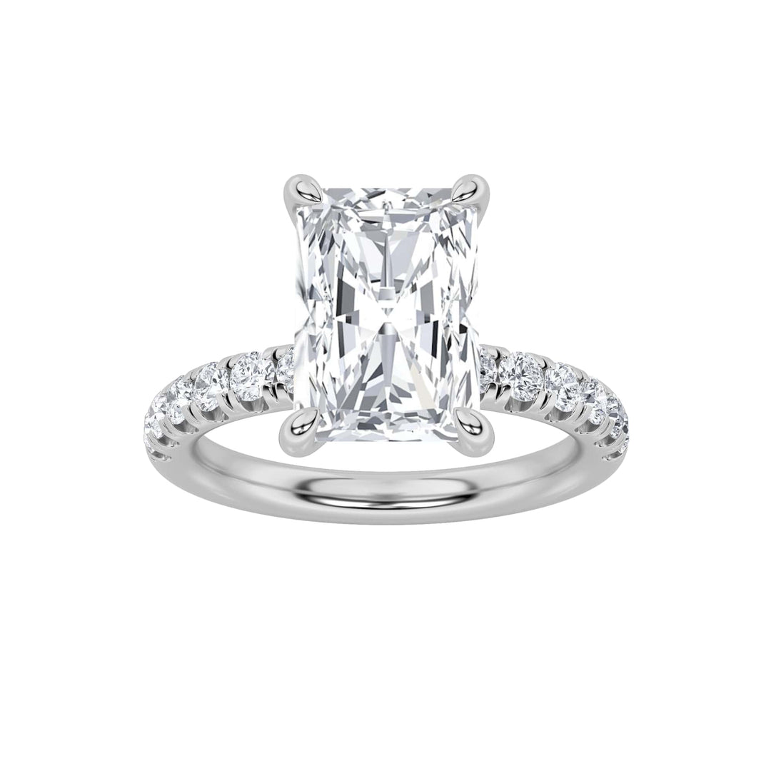 2CTW Radiant Shaped Lab Grown Diamond (F/VS) Hidden Halo Accented Ring in 14K Gold