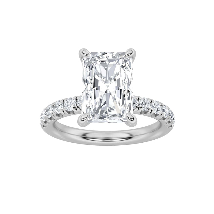2CTW Radiant Shaped Lab Grown Diamond (F/VS) Hidden Halo Accented Ring in 14K Gold