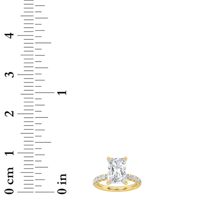 2CTW Radiant Shaped Lab Grown Diamond (F/VS) Hidden Halo Accented Ring in 14K Gold