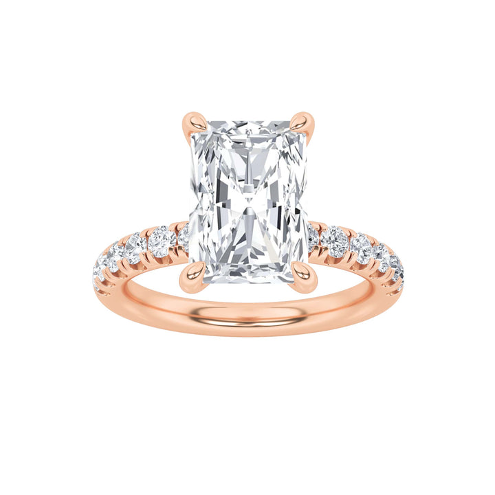 2CTW Radiant Shaped Lab Grown Diamond (F/VS) Hidden Halo Accented Ring in 14K Gold